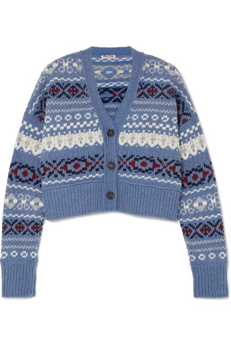 miu miu cropped fair isle wool cardigan|mohair cardigan.